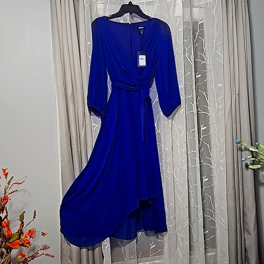 Blue long sleeve dress, casual